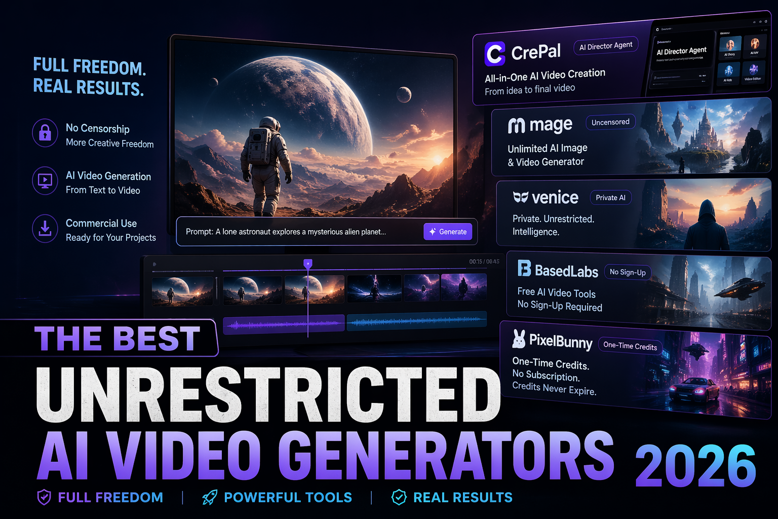Best Unrestricted AI Video Generators 2026 - CrePal Content Center