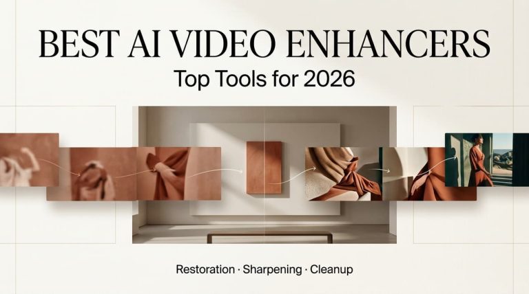 Banner for best ai video enhancer software highlighting restoration, sharpening, and cleanup tools for 2026.