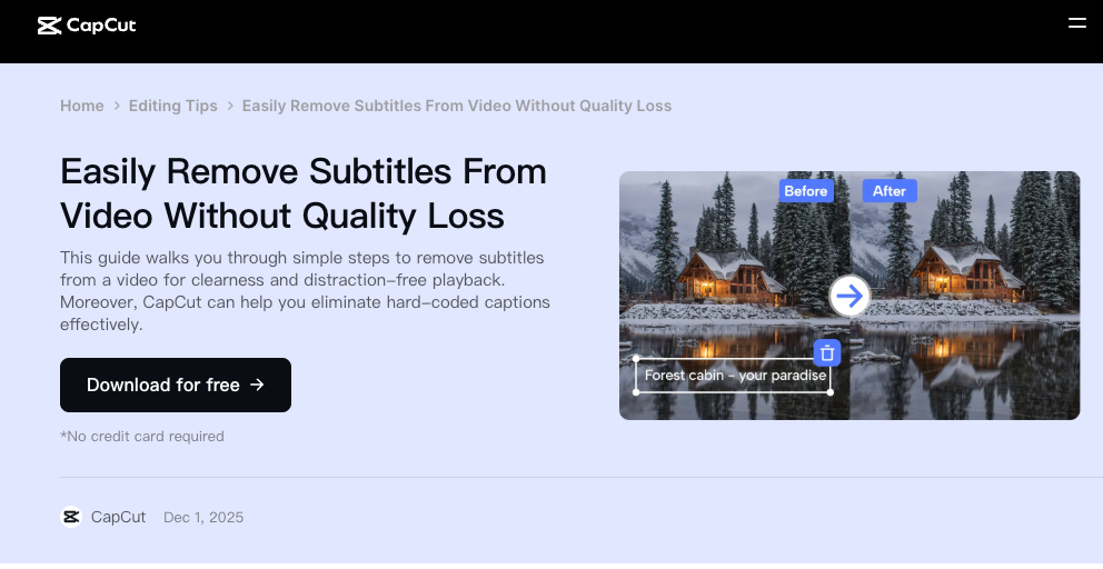 CapCut tutorial showing how to remove text on a video and clear subtitles without losing original video quality.