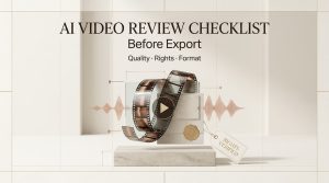 Essential checklist using script visuals for ai generation to ensure quality, rights, and format compliance before export.