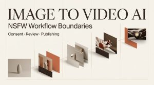 Flowchart detailing the image to video ai nsfw review process, emphasizing consent, content moderation, and ethical publishing.
