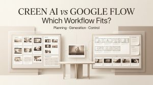 Compare planning and generation features in Creen AI vs Google Flow to find the best video workflow for you.