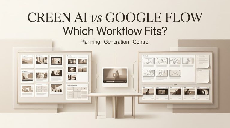Compare planning and generation features in Creen AI vs Google Flow to find the best video workflow for you.