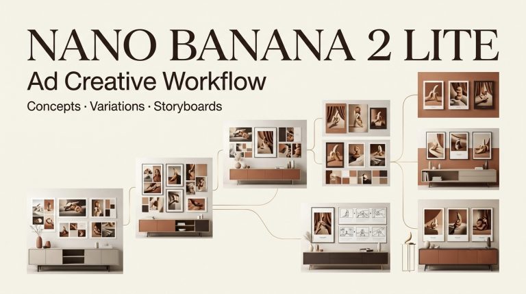 Optimize your advertising creative process by utilizing the efficient Nano Banana 2 Lite for concepts, variations, and storyboards.