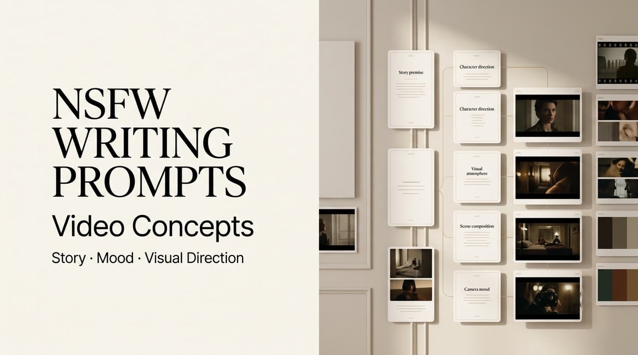 Explore creative nsfw writing prompts designed for video concepts, focusing on storytelling, mood, and visual direction.