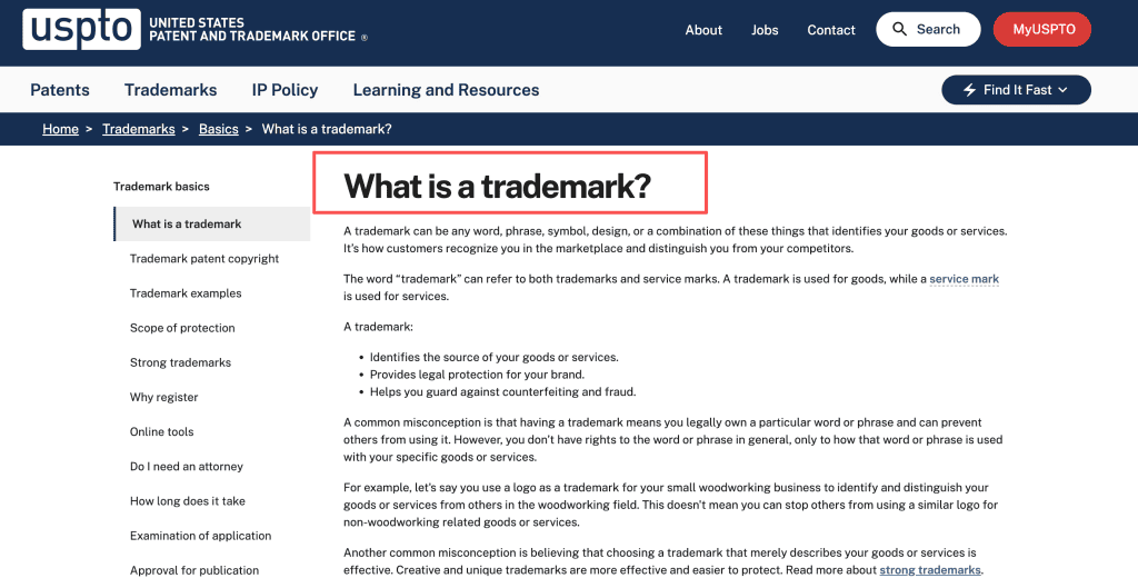 Review legal definitions and trademark basics on the official USPTO website for your art prompt generator brand.