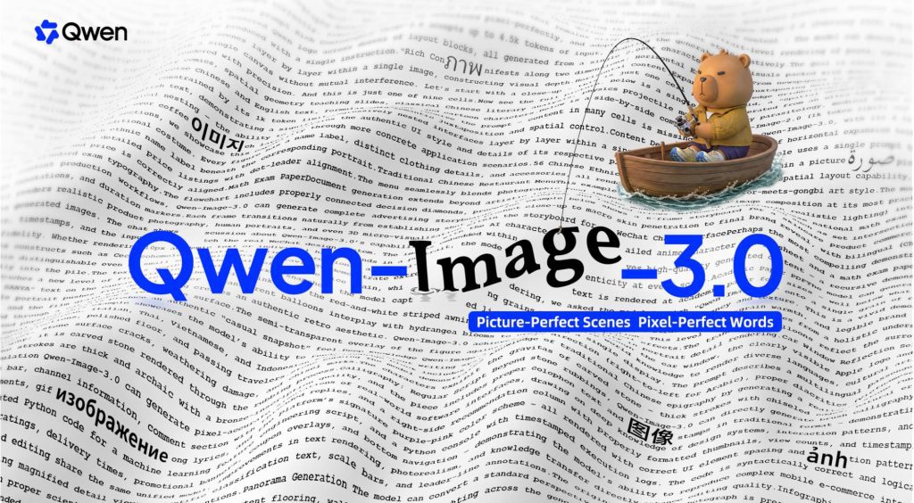 See advanced text rendering and pixel-perfect scene composition capabilities demonstrated in Qwen Image 3.