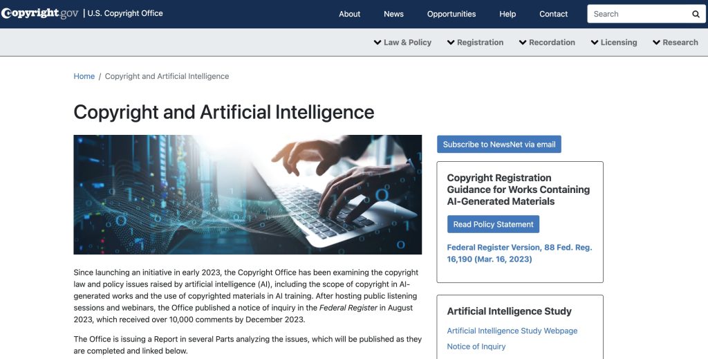 Review official U.S. Copyright Office guidelines regarding artificial intelligence and how Treblo AI music complies.