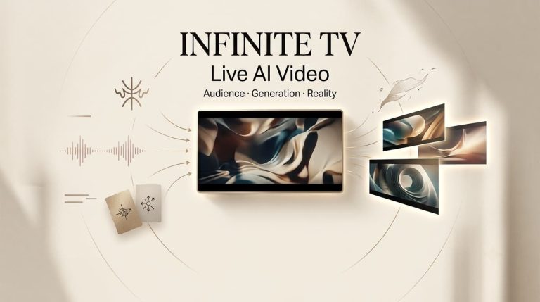 Explore how an Infinite TV AI video dynamically streams real-time audience generation and reality concepts.