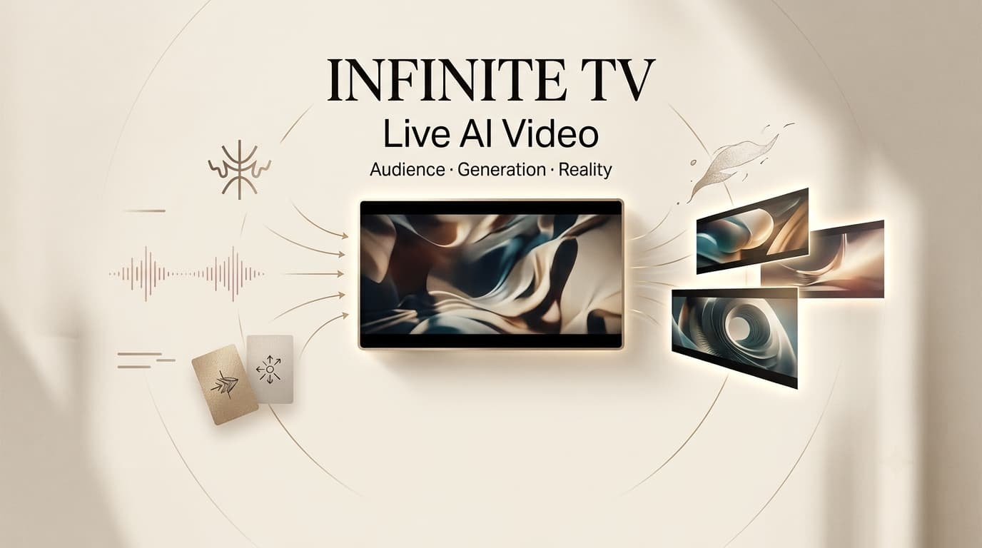 Explore how an Infinite TV AI video dynamically streams real-time audience generation and reality concepts.