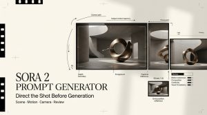 Use this sora 2 prompt generator interface to design professional video shots, camera paths, and cinematic depth.