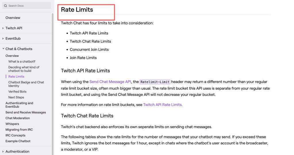Review essential rate limit guidelines for managing chat interactions during an Infinite TV AI video broadcast.