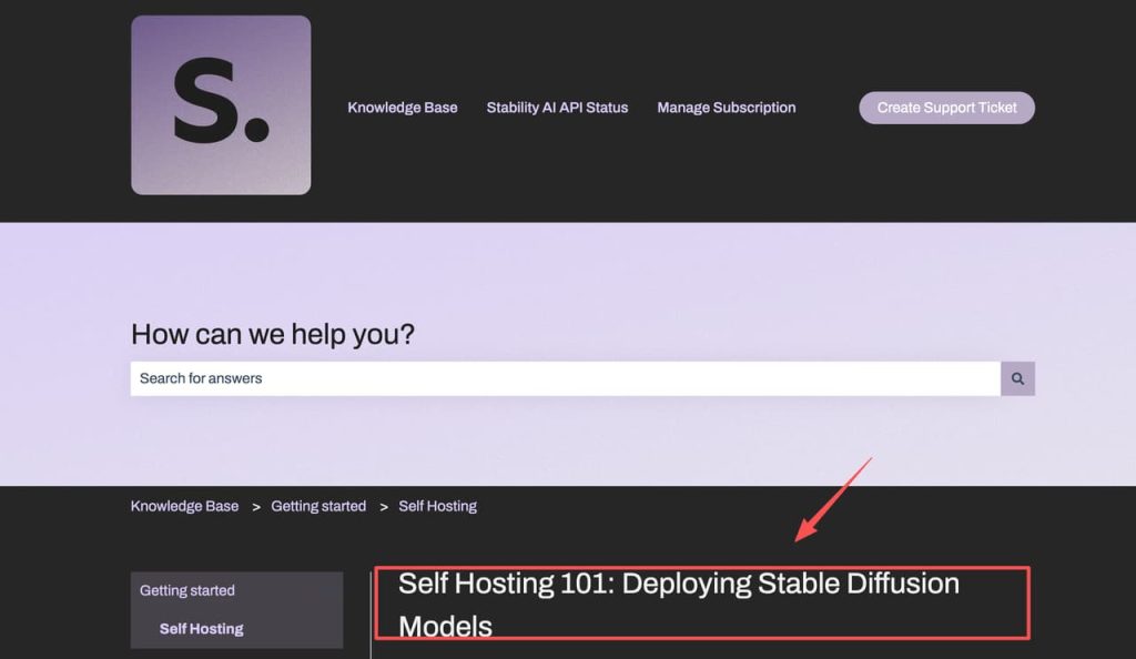 NSFW AIアニメ生成の基盤技術となるStable Diffusionモデルのローカル環境へのデプロイ方法や、セルフホスティングの基本手順を詳しく解説しているナレッジベースのウェブページ画面です。