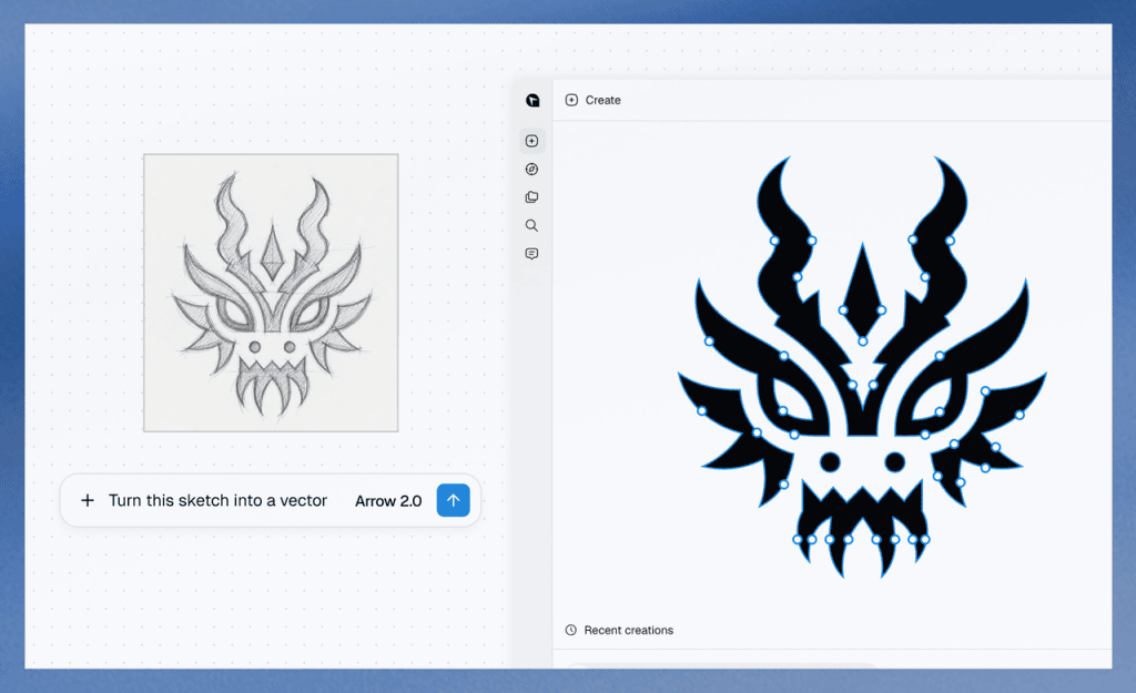 See how arrow 2 explainer videos transform hand-drawn sketches into clean, scalable vector graphics automatically.
