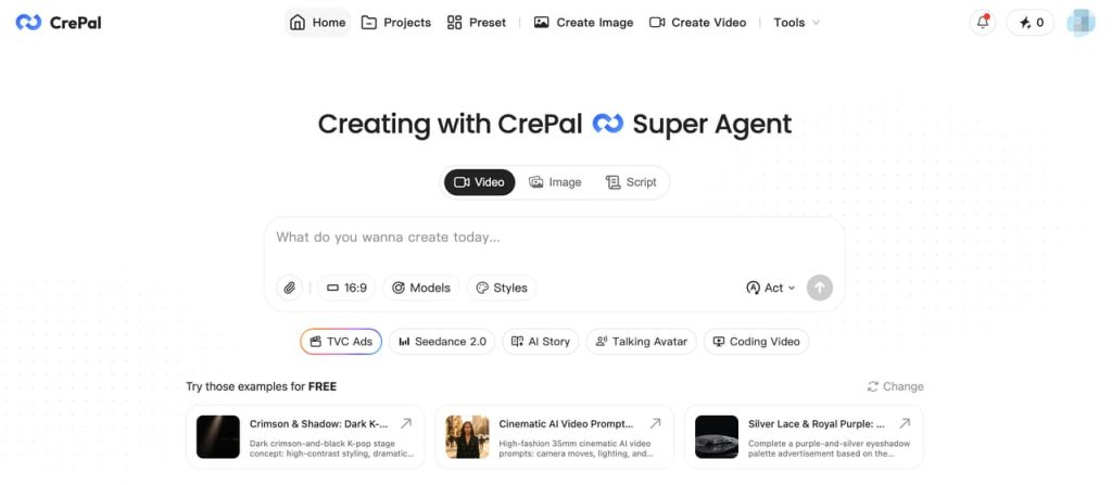 Test the CrePal Super Agent workspace for automated video and script generation powered by a json prompt generator.