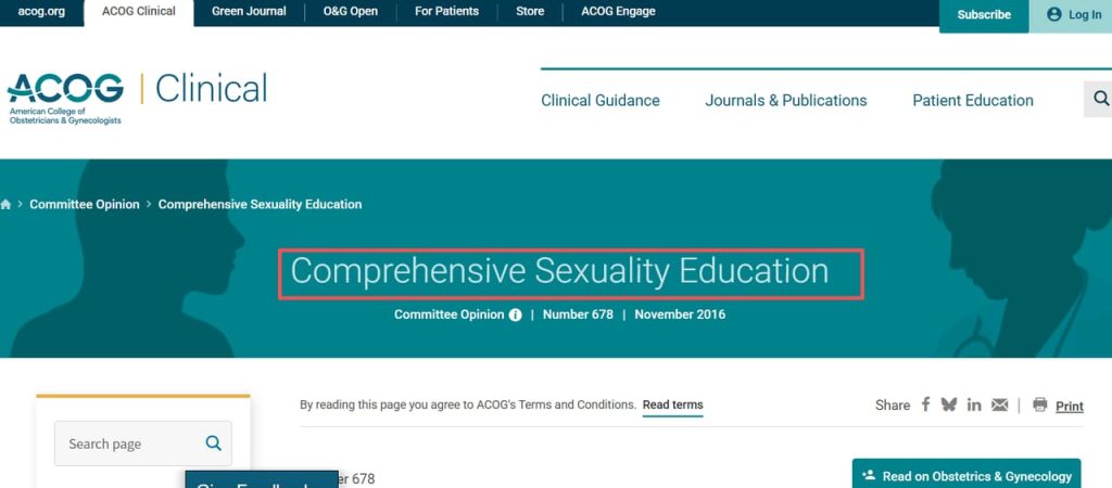 Review ACOG clinical opinions on youth development alongside the impact of modern sex education porn videos.