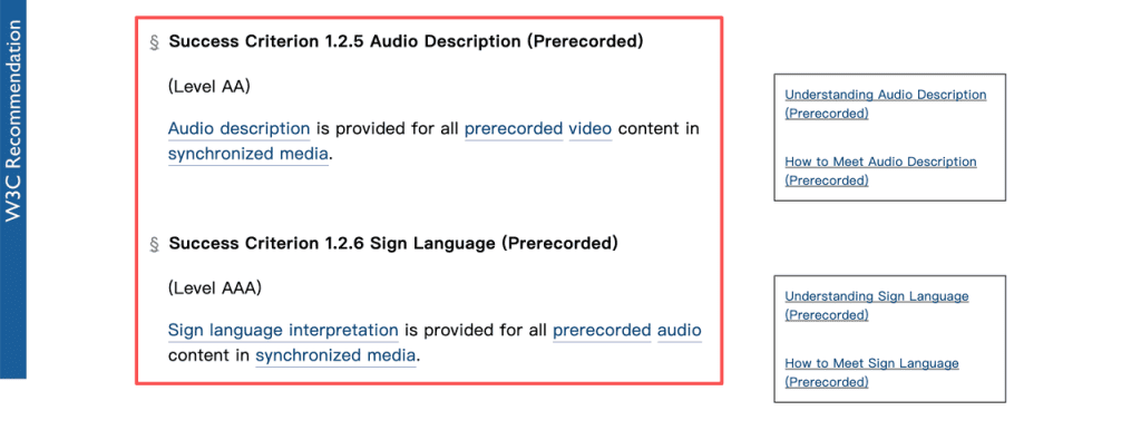 Learn accessibility standards for descriptive audio and captions when publishing videos featuring b-roll examples.