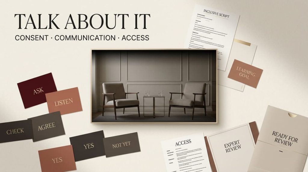 Explore communication frameworks and consent scripts featured in sex education videos for couples.