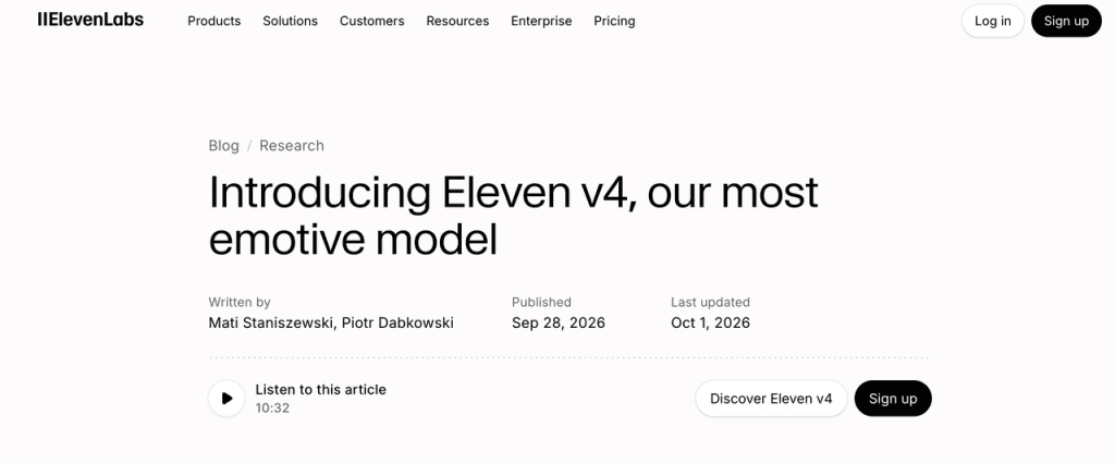 Learn about the release of eleven v4 voiceover, introducing the platform's most emotive text to speech model yet.
