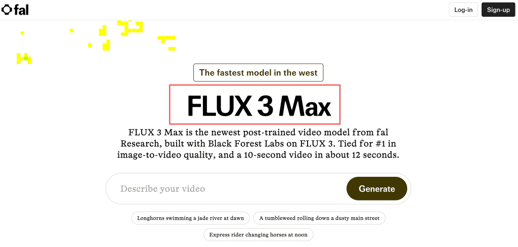 Test prompt generation and high-speed video creation capabilities using the fal research FLUX 3 Max platform.