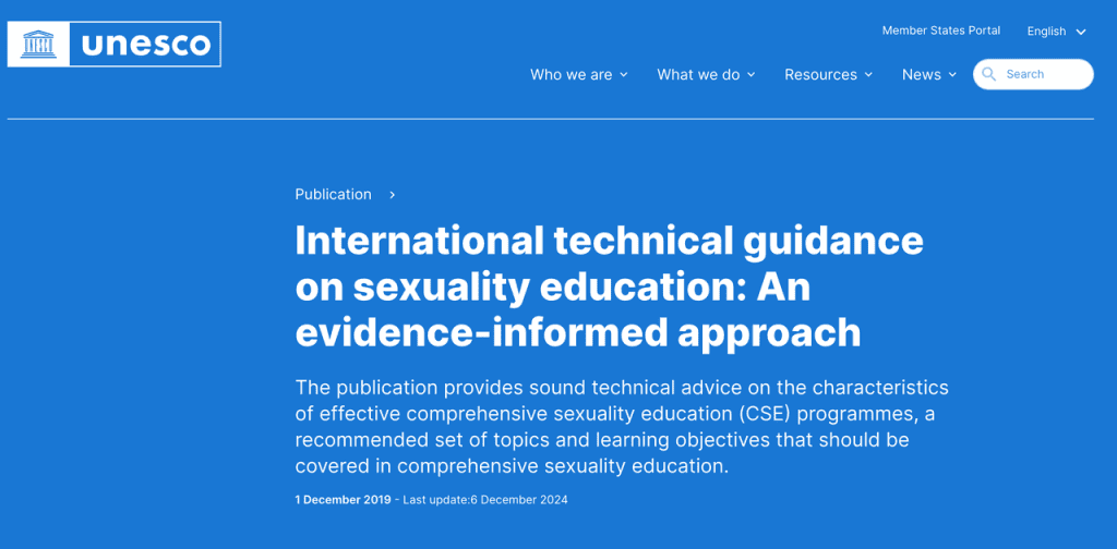 Review UNESCO evidence-based technical guidance for producing safe sex education videos for couples.