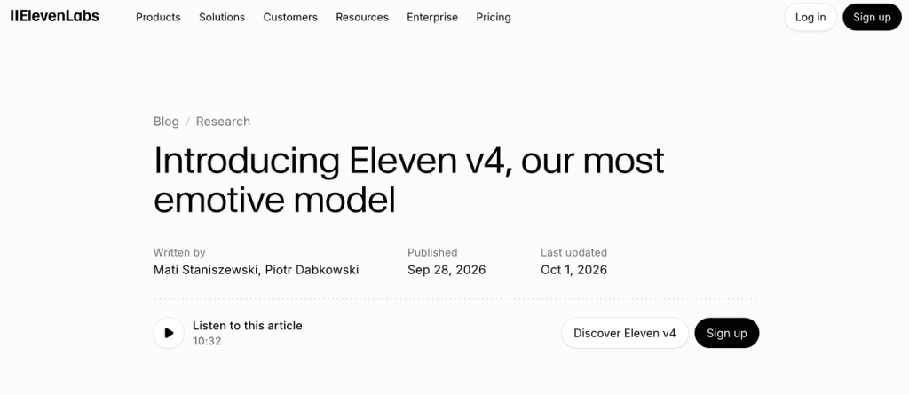 Read the official release notes and blog announcement when analyzing an eleven v4 vs v3 voiceover upgrade.